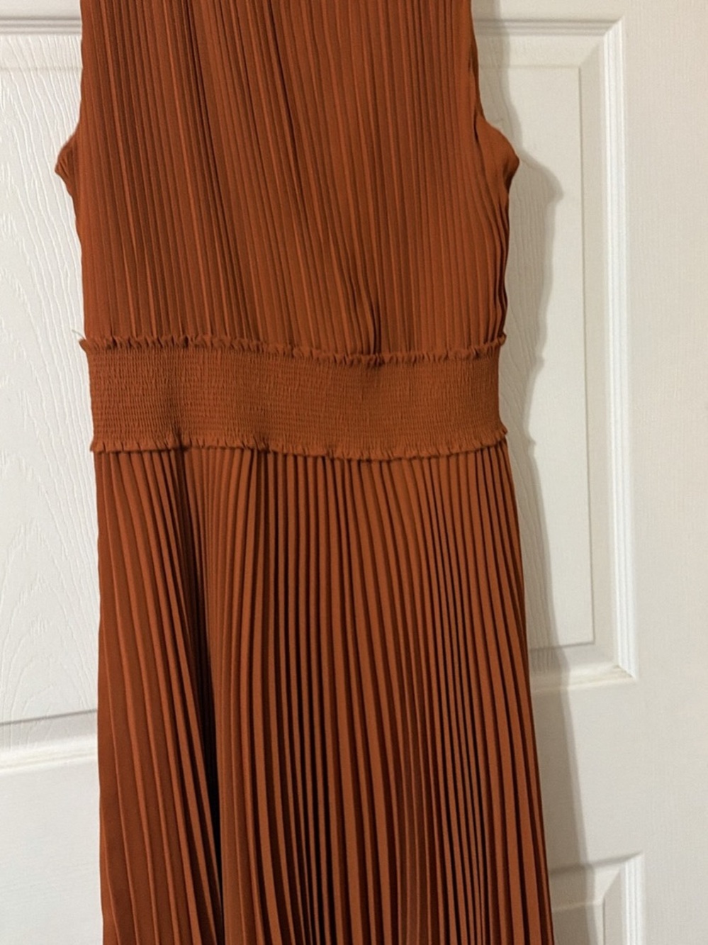 Nanette Lepore Sleeveless Pleated Midi Dress - Rust Orange